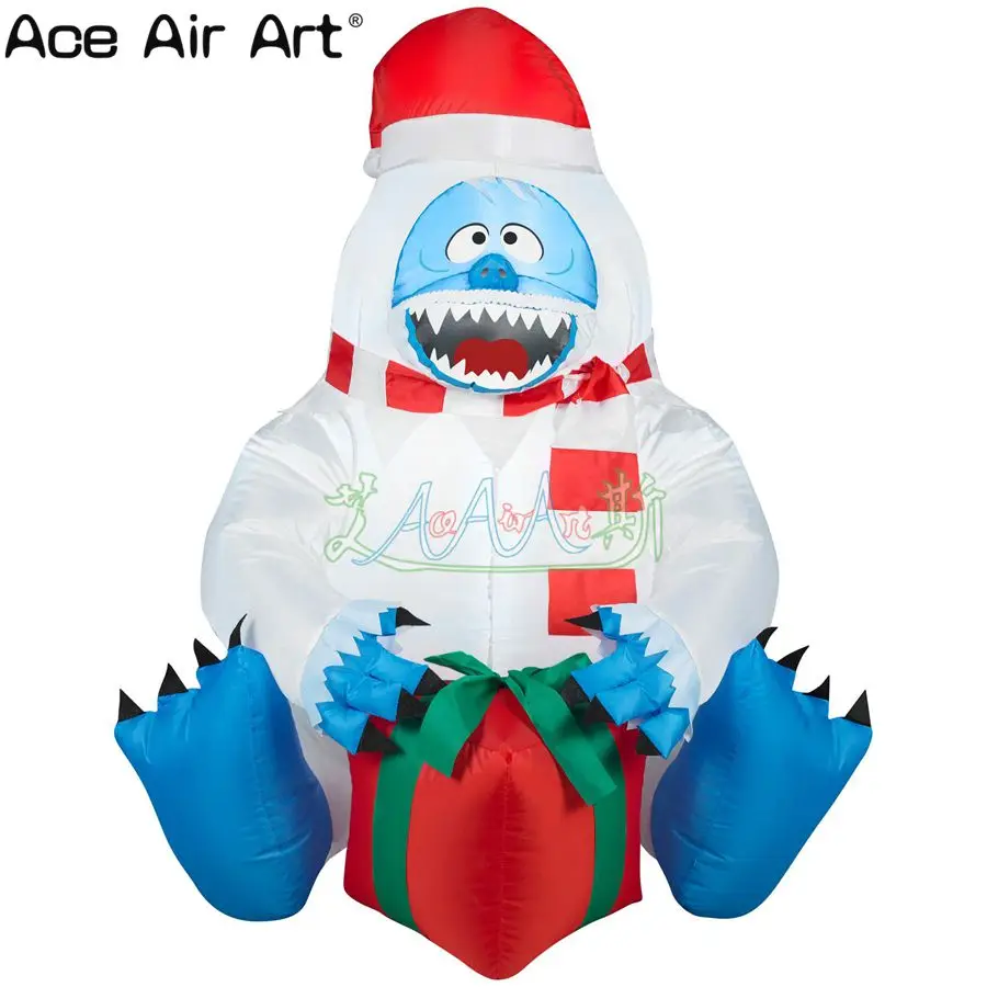 high quality light inflatable bumble abominable snowman with red gift