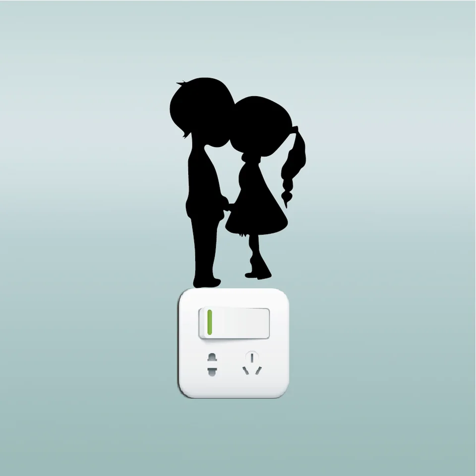 Kg 261 Ciuman Romantis Pasangan Siluet Switch Stiker Pernikahan Vinyl Stiker Dinding Rumah Wallpaper Wallpaper Aliexpress