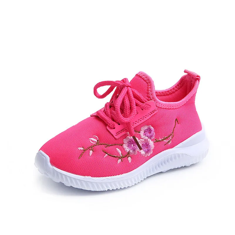 

Autumn in 2019 white background breathable fashion retro embroidery flowers girls sport shoes casual boys running shoes