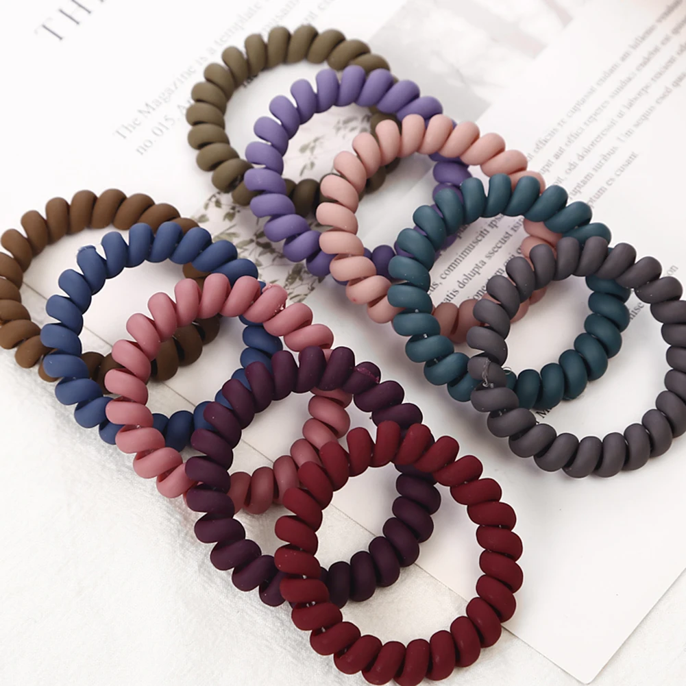 

1pc Elasticity Telephone Coil Hairbands Women Spiral Hair Ties Girls Hair Rings Rope Solid Color Hair Accessories Gum Scrunchy