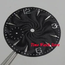 36,8 мм черный циферблат подходит для механического ETA 6497 часовой механизм циферблат серебряные метки D130