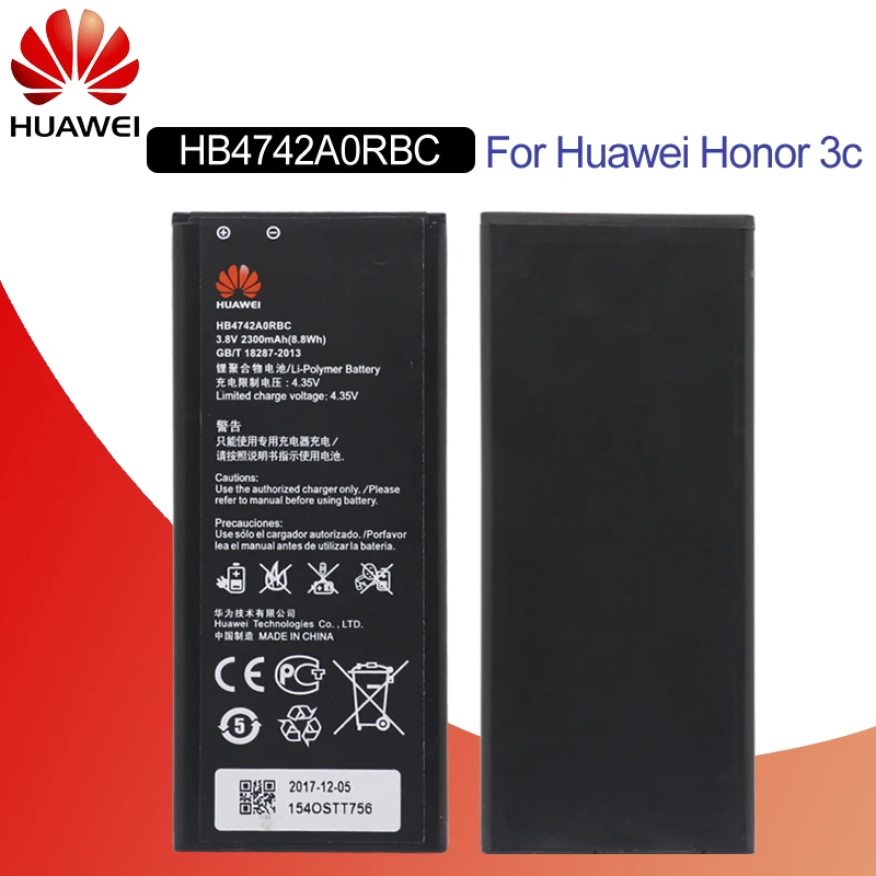 

Hua Wei HB4742A0RBC Original Replacement Phone Battery For Huawei Honor 3C G630 G730 G740 H30-T00 H30-T10 H30-U10 H30 2300mAh