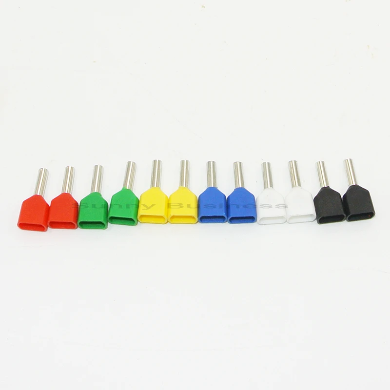 

100PCS duble pipe insulated cold-press terminal Dual Entry Wire Bootlace Ferrules wire crimp terminal connector TE0508