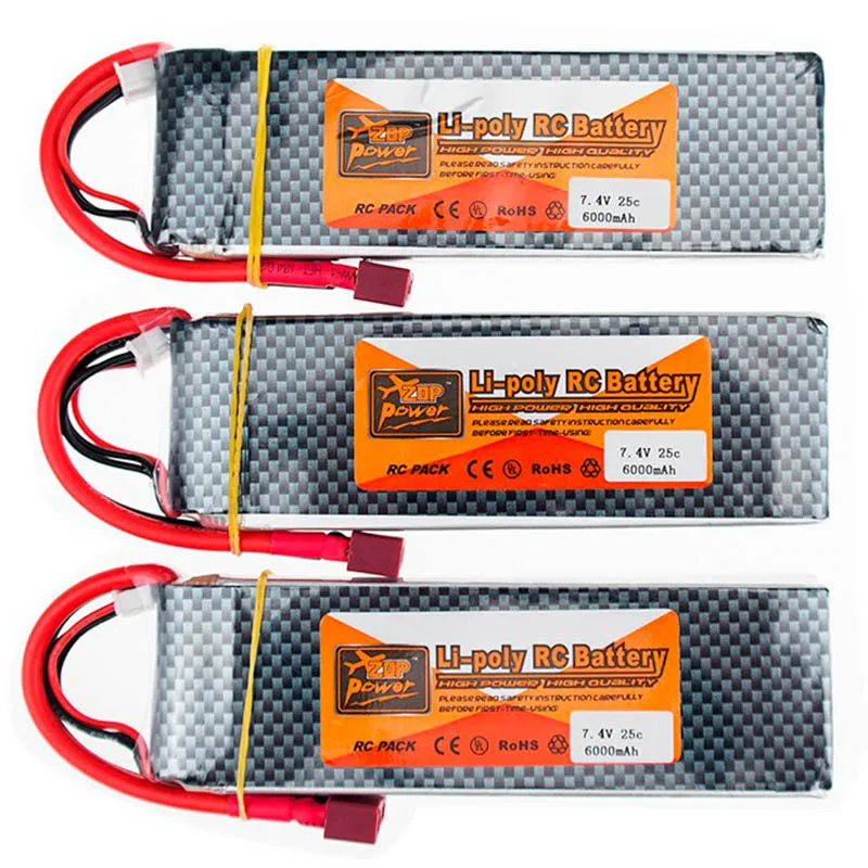 

3pcs/lot ZOP Power LiPo Battery 7.4V 6000MAH 25C T Plug For RC Quadcopter Drone Helicopter Car Airplane Boat Batteria