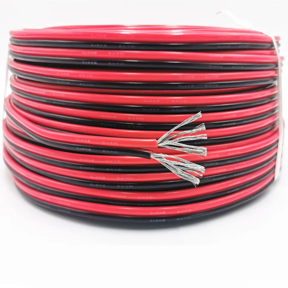 1 метр черный+ 1 метр Красный силиконовый провод 12AWG 14AWG 16AWG 22AWG 24AWG термостойкий мягкий силиконовый кабель