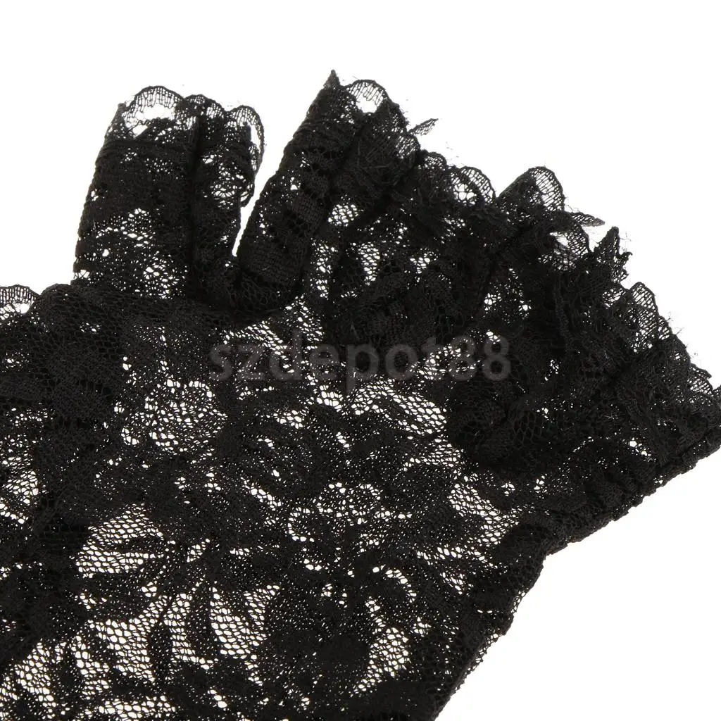 Wedding Bridal Lace Flower Half Finger Glove Party Accessories Gloves 