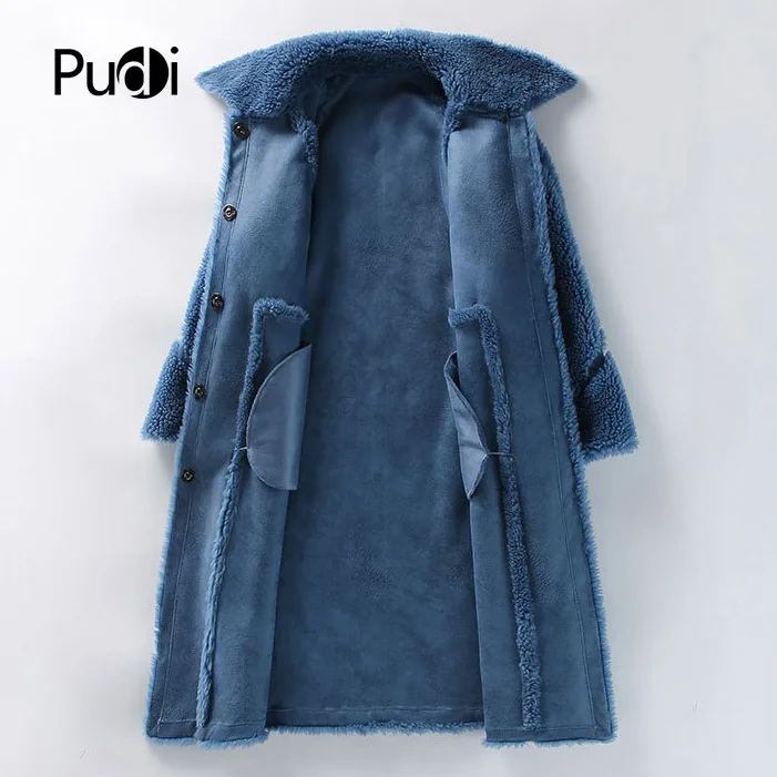 Veste Hiver Pudi Véritable khaki Femmes Loisirs Manteau Fille Gilet Réel De Chaud Blue B181124 Dame Laine Pardessus 04q1R4xU