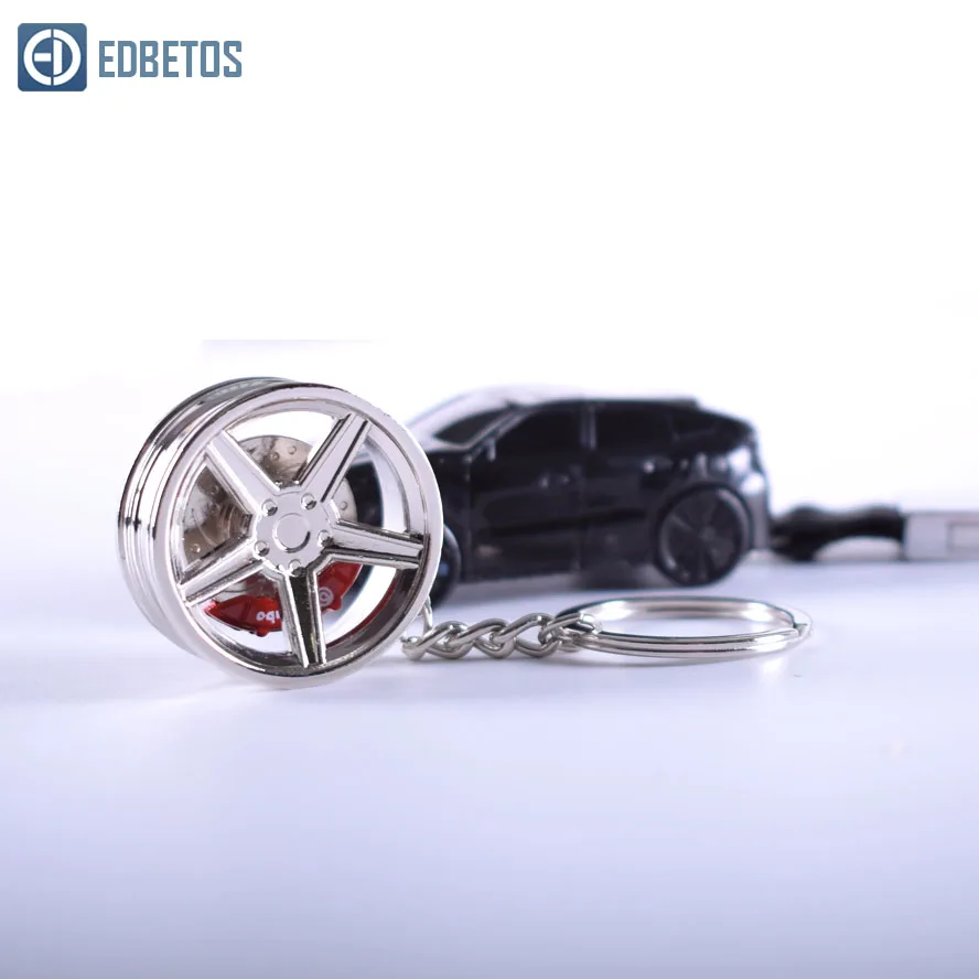 Bsilver Тюнинг автомобиля из цинкового сплава колесный обод брелок для ключей вращающееся колесо Авто турбо брелок JDM с тормозными дисками концентратор брелок для Benz racing - Название цвета: Bsilver
