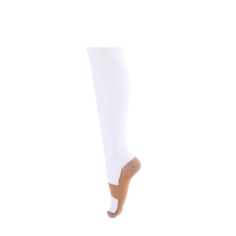 Мужские и женские Спортивные Компрессионные носки, уличные чулки по колено для медсестры, варикозные вены, Анти-усталость, облегчение боли, путешествия, полеты - Цвет: White