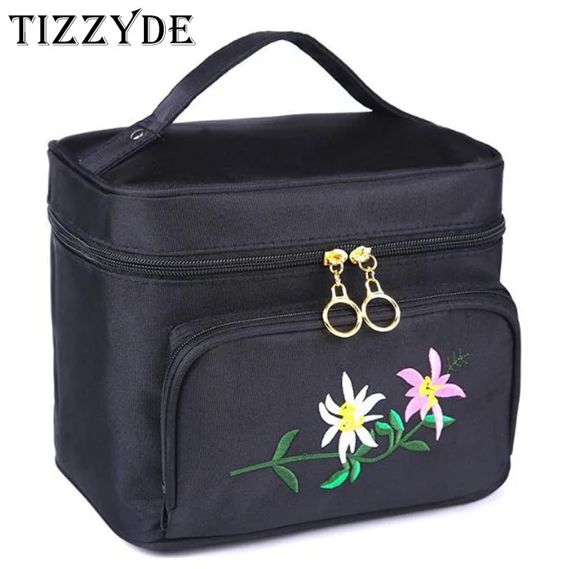 Woman Embroidery Flower  Cosmetic Bags Organizer Beauty  Bag Travel Toiletry Bag Large Capacity Storage Makeup Bag ZL8061-C