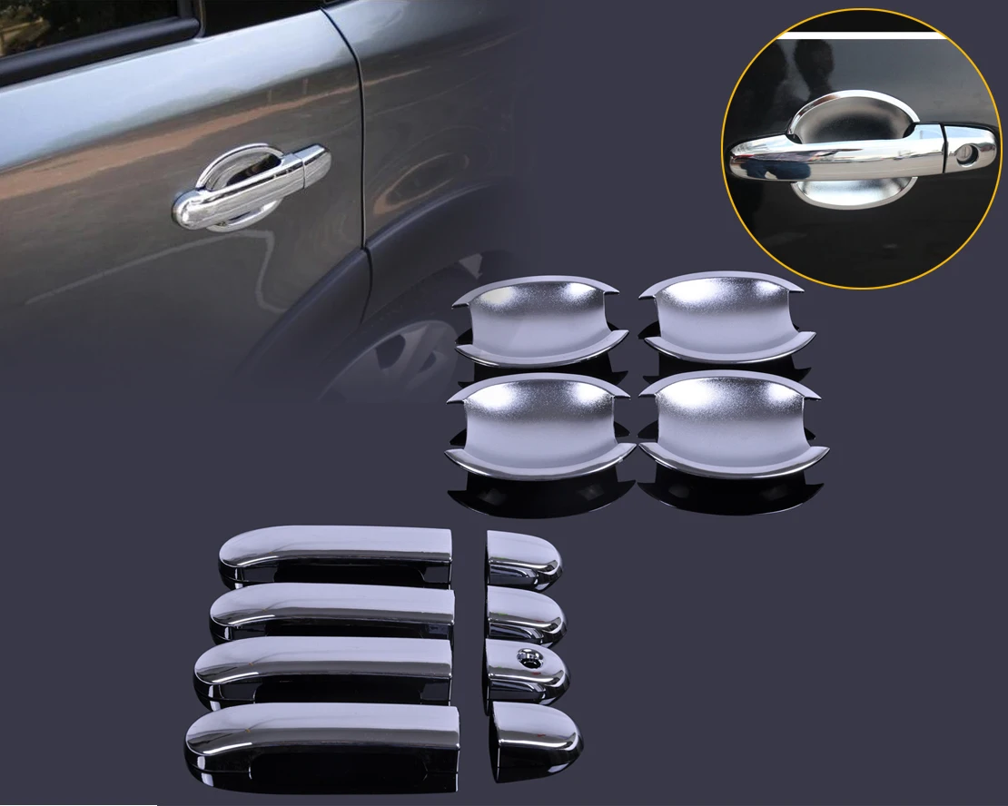 

beler Chrome 8pcs/set Door Handle Cover + 4pcs/set Cup Bowl Combo for Nissan Versa Tiida Latio 2007 2008 2009 2010 2011 2012
