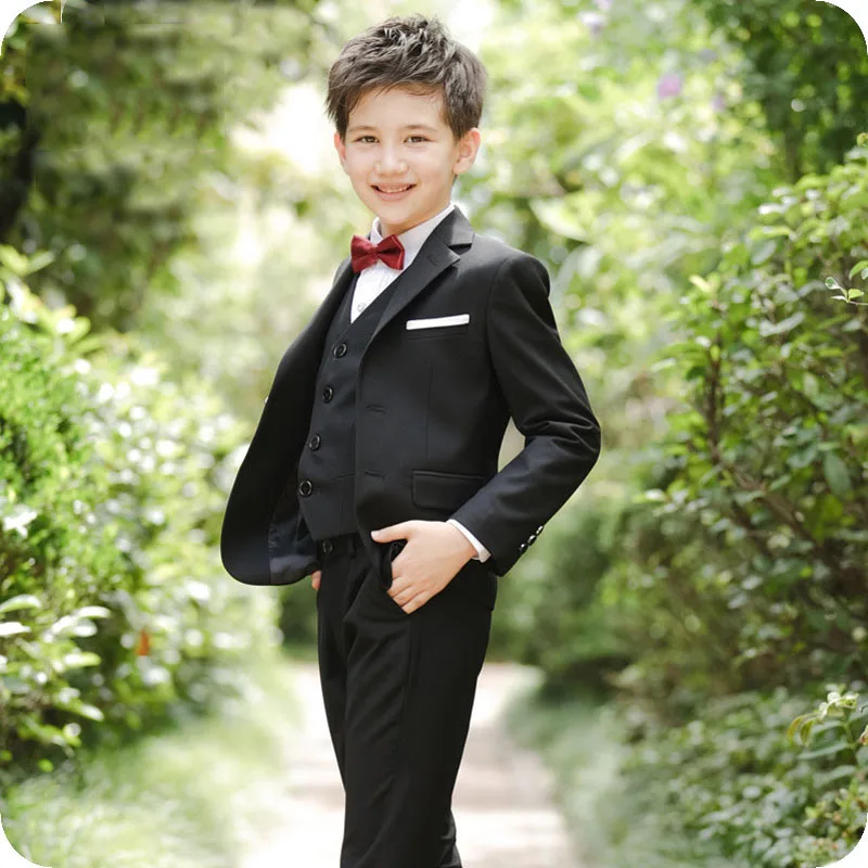 Black Wedding Suit for Boys Burgundy Child Suits for Wedding Navy Blue Boys Costume Mariage Kids Blazers Terno Masculino 3Piece