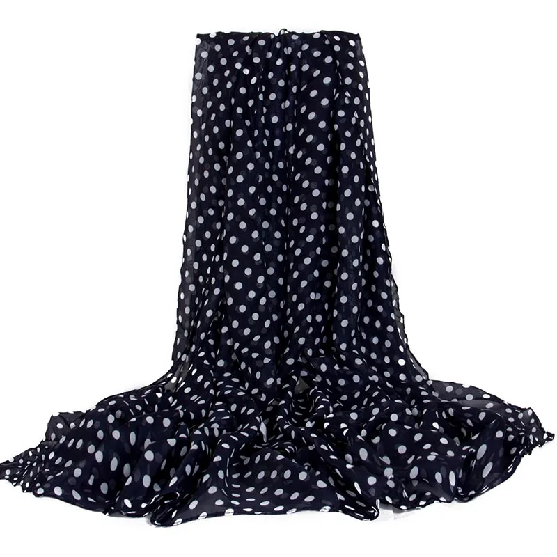 RUNMEIFA пляжный Шарф парео Летний шифоновый однотонный шелковый шарф в горошек оверсайз солнцезащитный платок для пляжа женский шарф - Цвет: 2