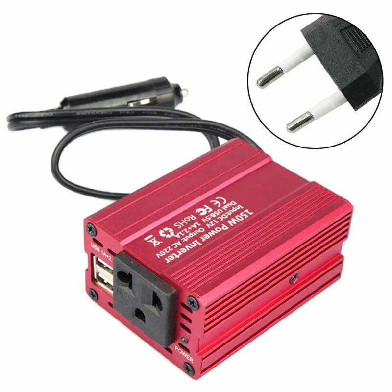 

EU/US Dual USB Ports 150W 3.1A Dual USB DC 12V to AC 110V/220V Car Power Inverter Converter Adapter Car Power Inverter Charger
