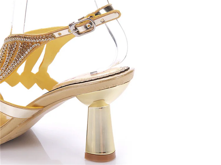 2016 Summer Gold Hot Sale Sexy Elegant Womens Shoes Leatherette Stiletto Heel Thick Heels Sandals Free Shipping Cheap From China20