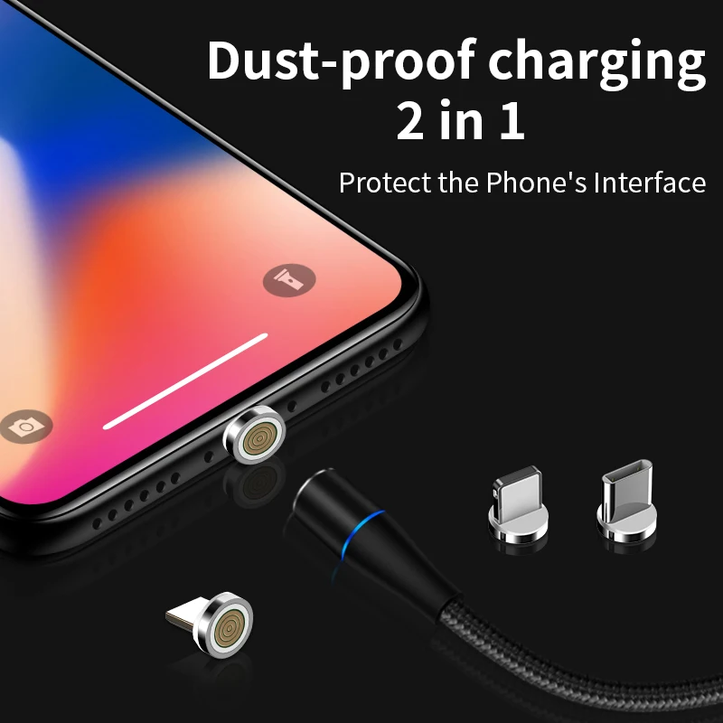 Магнитный зарядный кабель A.S 1 м, кабель Micro USB для iPhone XR XS Max X 8 6, Магнитный зарядный кабель usb type C, светодиодный кабель для зарядки