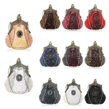 

New Vintage Women Evening Luxury Handbags Wedding Bead Clutch Purse Bags for Women 2020 Bridal Party Shoulder Bag