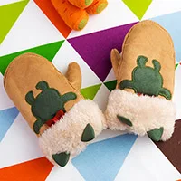 REALBY Gants Enfants Hiver, детские зимние перчатки, милые толстые теплые кашемировые варежки с героями мультфильмов для детей 3-6 лет, C1825 - Цвет: light coffee