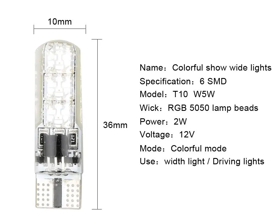 5 пар RGB T10 WRGB T10 W5W 194 168 лампы удаленного Ширина Подсветка салона Источник водить автомобиль Габаритные огни SMD T10 LED стайлинга автомобилей