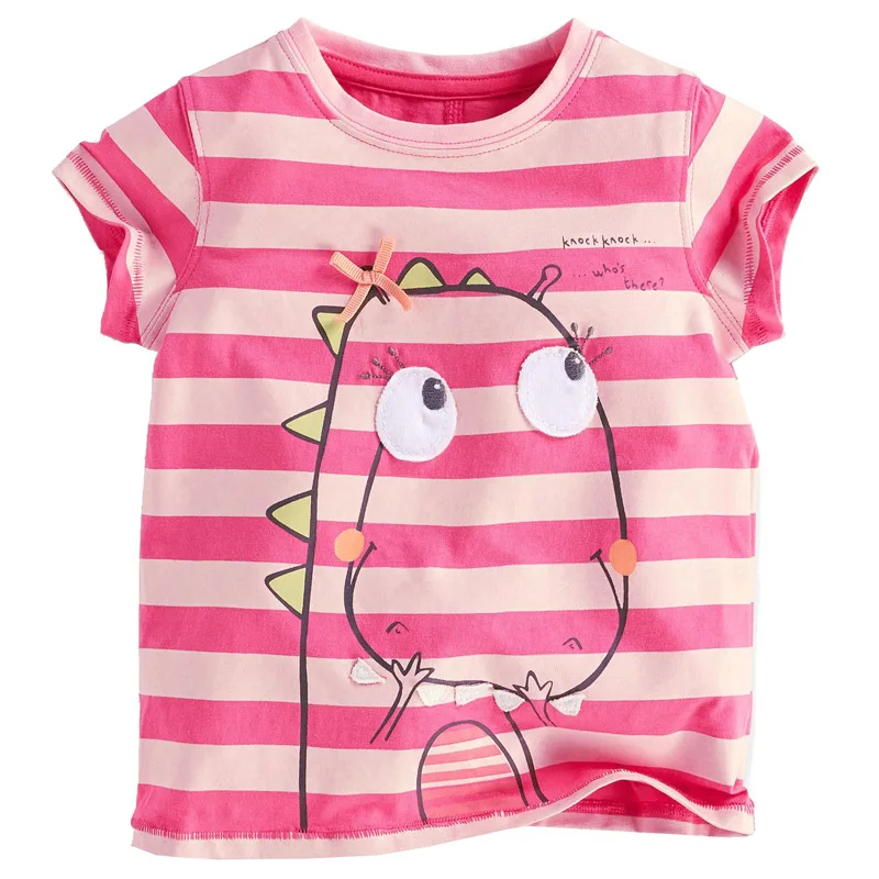 

1-6 Years Brand Children T-shirt Girls Stripe Dinosaur t Shirt Tees baby Girl Short Sleeve T shirts clothes Kids Summer Top Tee