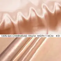 100% SILK CHARMEUSE SATIN 114cm width 19momme/100% Pure Mulberry Silk Fabric/China Wedding Dress Fabric Suppliers Peach NO.31