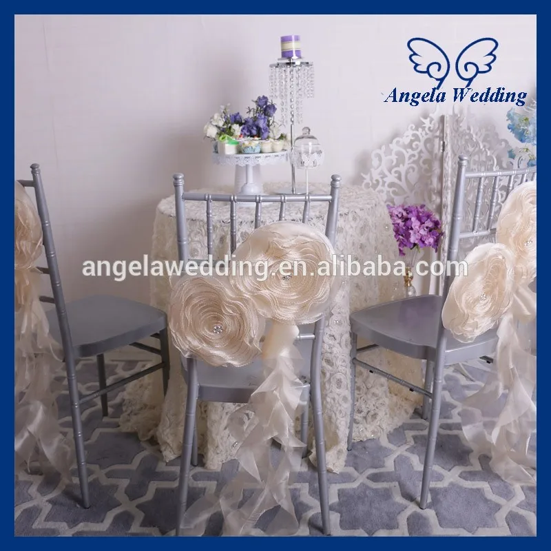 CH096A изготовление на заказ свадебные украшения ручной работы дробленая большая органза белое украшение для стула с кристальной пряжкой