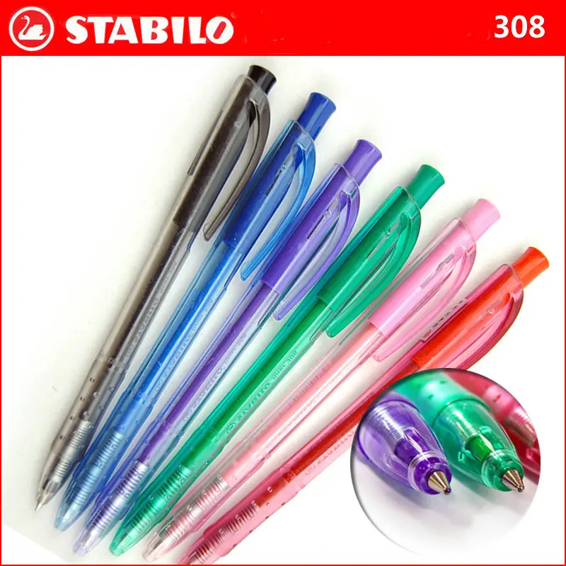 

Stabilo Retractable ballpoint pen 308 Fine Gel Ink Rollerball Pen 0.5mm German Black/Blue/Red/Green/Purple/Pink Color