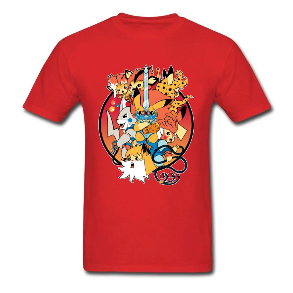 Lasting Charm Thundermice Hooooo Pokemon Sports T Shirt Men Pocket Monster Anime Tshirt Hip Hop Loose Streetwear - Color: Red