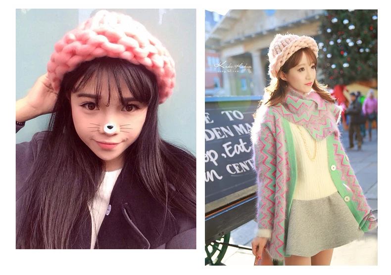 YIFEI 2018 для женщин зимние теплые вязаный крючком шапки кепки Gorras ручной работы Рождественский подарок для обувь девочек открытый мА