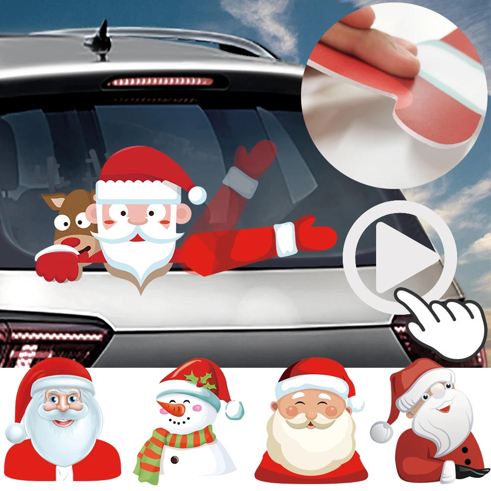 Christmas Santa Claus Car Rear Wiper Waving Sticker Windshield Window Arm Decal