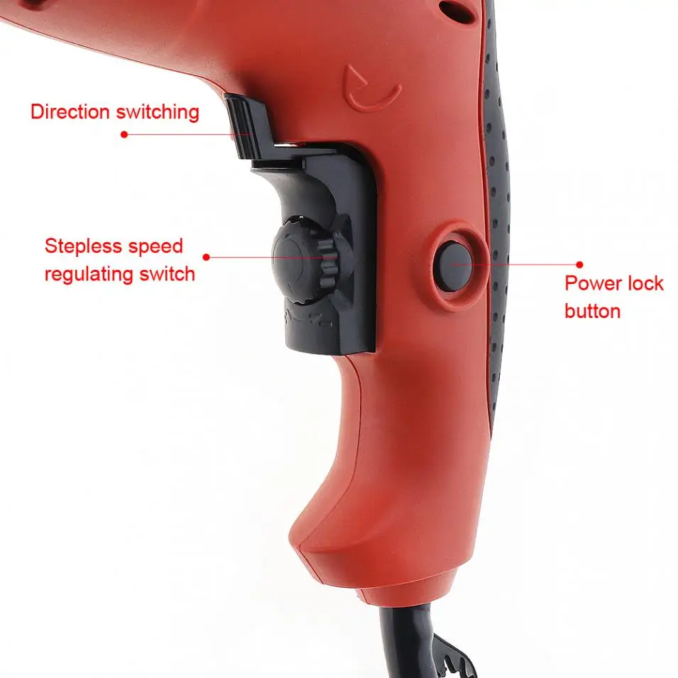 Переменный ток 220 В 2900 об/мин бесступенчатая электрическая Ударная дрель с 13 мм патроном и кнопкой переключения для сверления дерева, металла, стекла