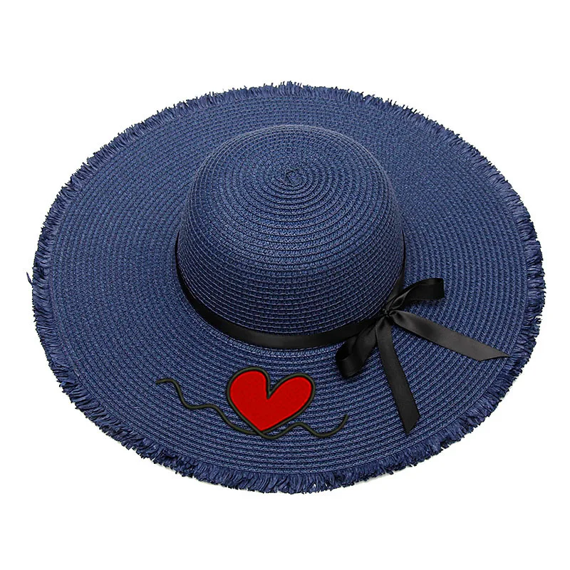 Вышивка на заказ изготовленный на заказ логотип текст ваше имя Для женщин шляпа от солнца с большими полями соломенная шляпа с плоской подошвой, уличные пляжные шляпы Летние Кепки дропшиппинг