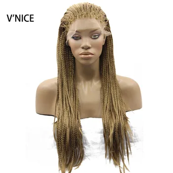 

Honey Blonde Micro Braid Wig 27 Color Synthetic Lace Front Wig Heat Resistant Fiber Braided Box Braids Wig for Black Women