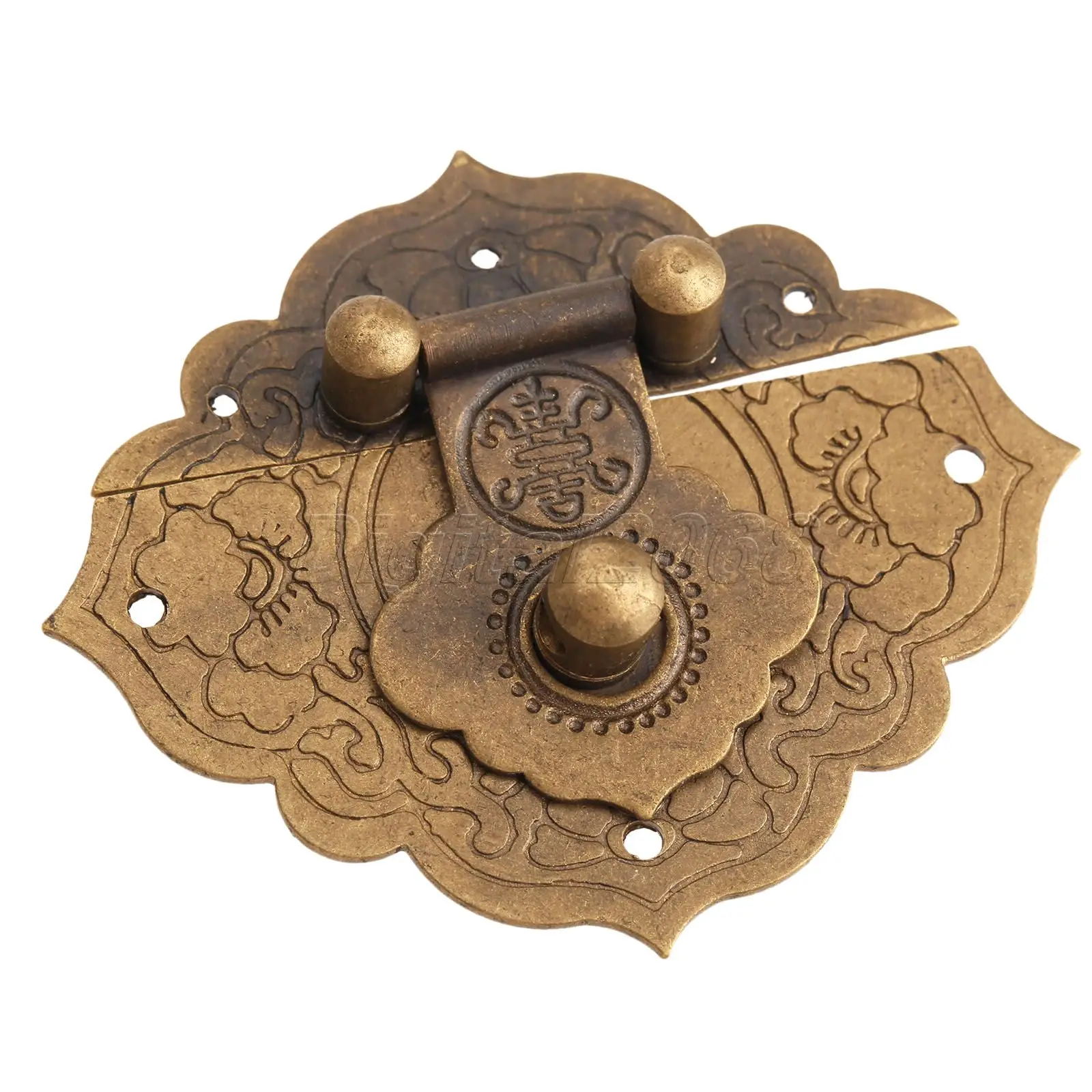 High Quality 1 Set Brass Hardware Set Hinges Latch Handle Corners Antique Trunk Case Jewelry Box with Nails