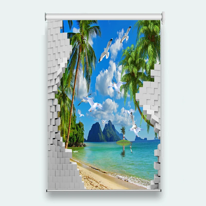 

Modern Blinds Living Room Roller Blinds Photo HD Beach Scenery Roller Curtains For Hotel Home Window Wall Decoration