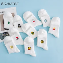 Женские носки с вышивкой, хлопковые дышащие дезодоранты, милые женские носки в японском стиле, милые повседневные модные носки для студентов