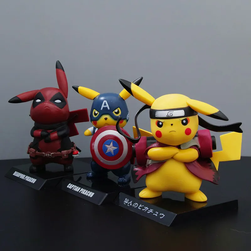 

Anime pikachu Mini PVC Model Toy Deadpool Captain America Naruto Cosplay pikachu Model