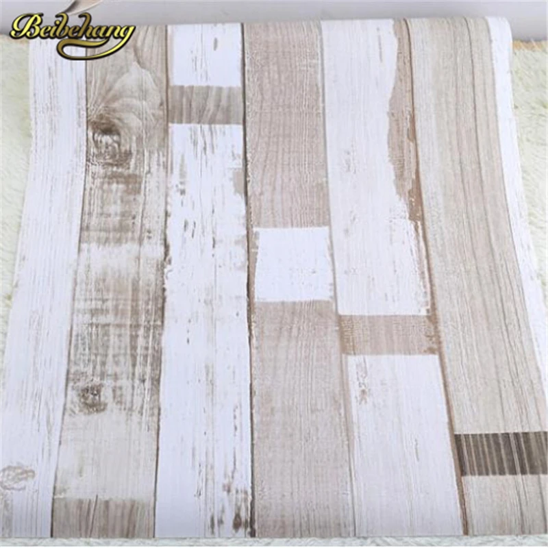 papel de parede. Designer realistic wood panel stripes vintage wallpaper Embossed effect feature bedroom Children room home deco