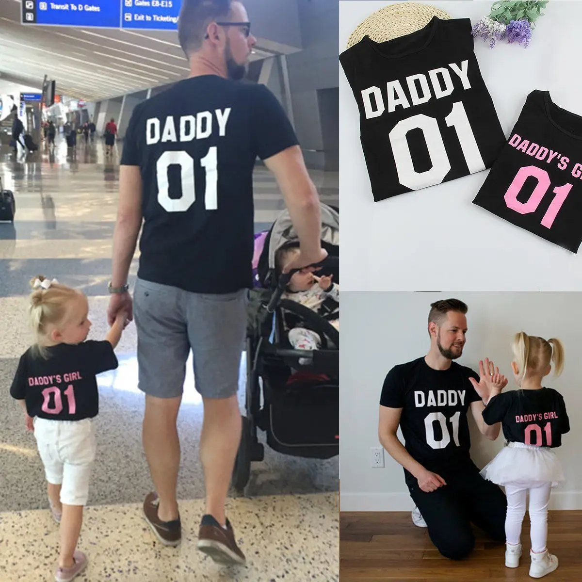 

DADDY & DADDY'S GIRL Father & Daughter Summer Short Sleeve T shirt Tops Family Matching Tee Clothes