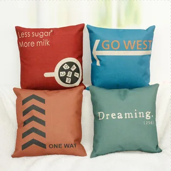 

Road Sign Custom Cushion Covers Go West Arrows Throw Pillowcases Linen Cotton Decorative Pillows House Decor