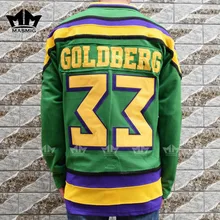 MM MASMIG Mighty Ducks #33 Greg Goldberg Movie Hockey Jersey Green S-3XL