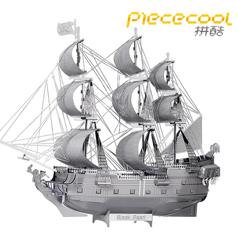 

Piececool 3D Metal Puzzle Figure Toy Black pearl Pirate Ship model Educational Puzzle 3D Models Gift Jigsaw Toys For Children