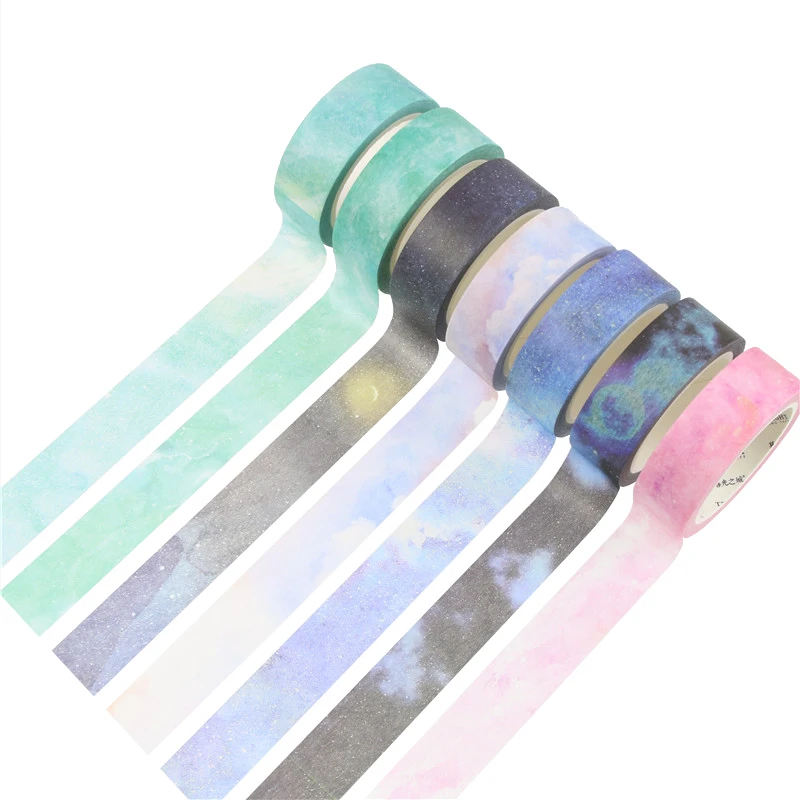 

1pcs/Lot Twilight dream nebula paper washi tape 15mm*8m self-adhesive tape for diary album scrap booking decoration Stationery