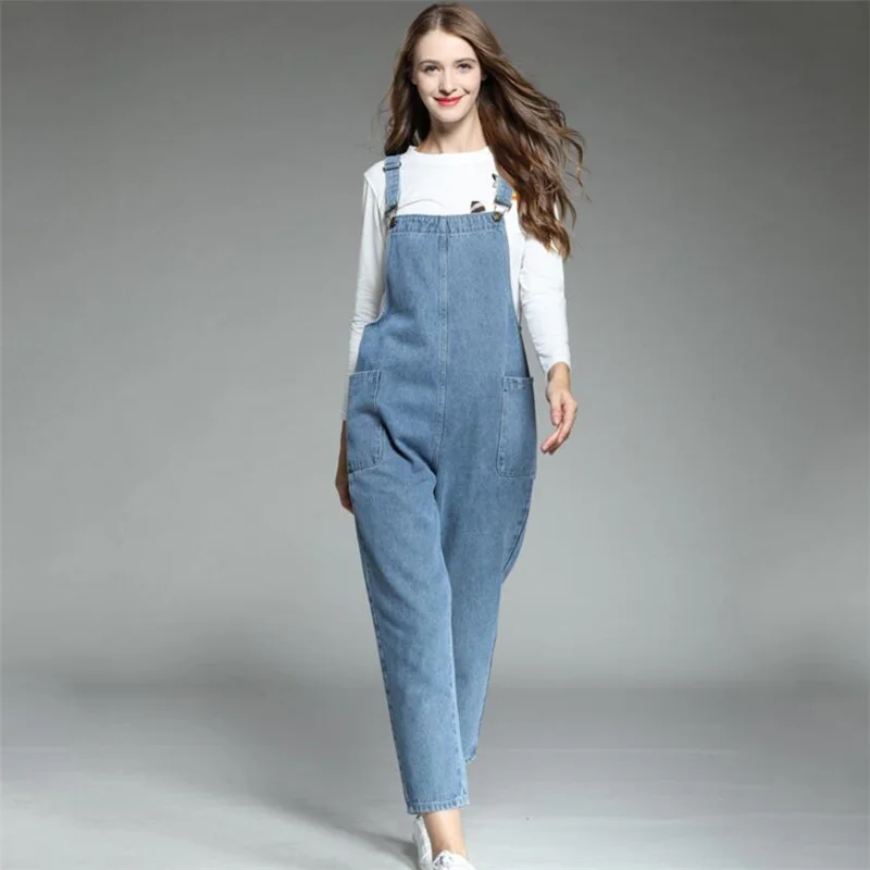 

2019 Spring New Plus Size Denim Overalls Loose Slim Jumpsuits High Quality Women Fashion Jumpsuits Casual Suspenders Overalls