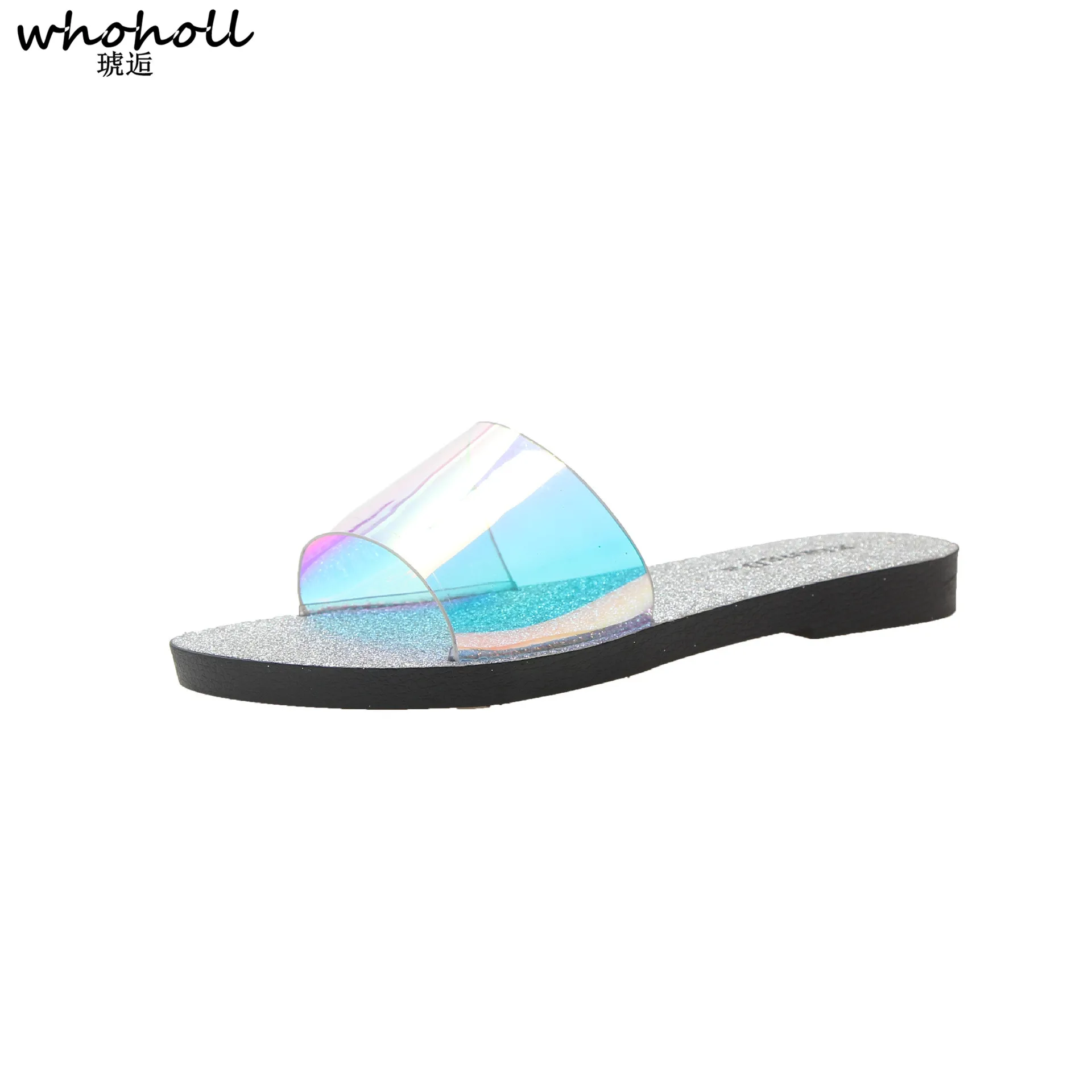 

WHOHOLL 2019 New Clear PVC Slippers Women Flat Slides Summer Beach Flip Flops Ladies Shoes Women Outside Slip on Sandals 36-41