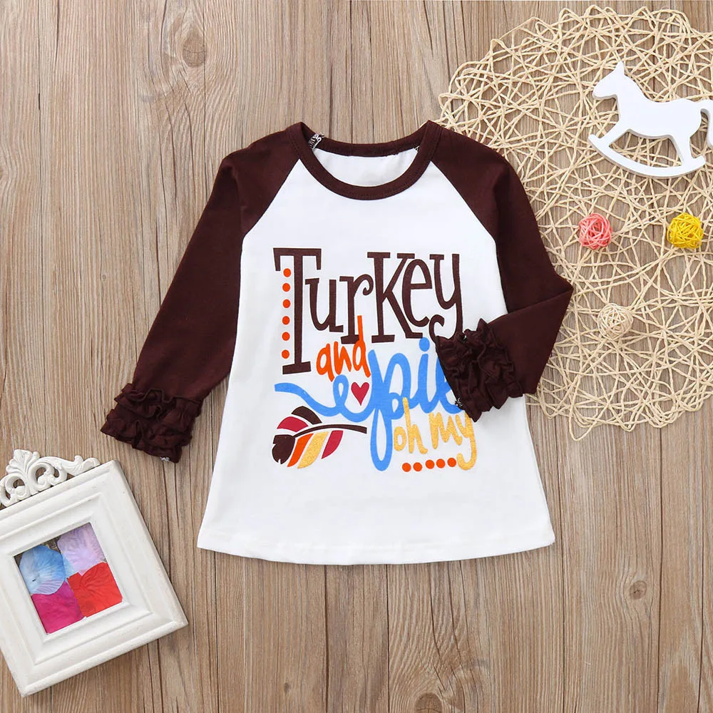 Toddler Baby T Shirts Kids Girls Boy Ruffle Letter Turkey ...