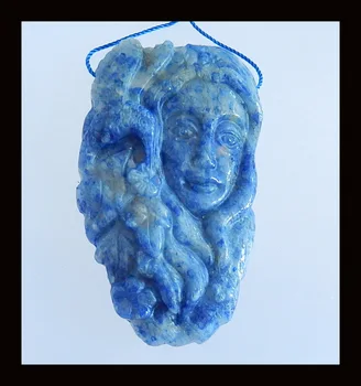 

Semiprecious stone jewelry,wholesale gemstone.Carved Angel Blue Sodalite Pendant Bead,62x35x10mm,34.66g