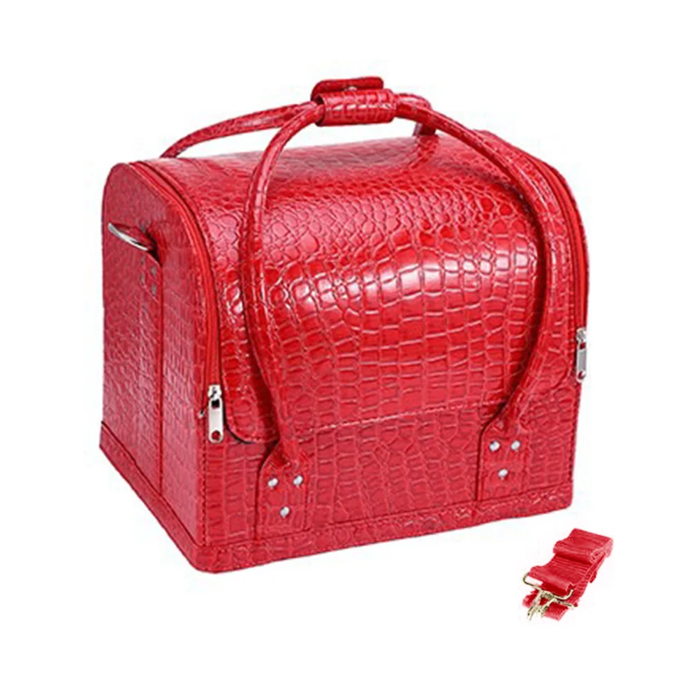 Beste Mode Dames Lederen Cosmetische Bag Alligator multi layer Professionele Make Up Tas Reizen Draagbare Waterdichte Toilettas Organisator