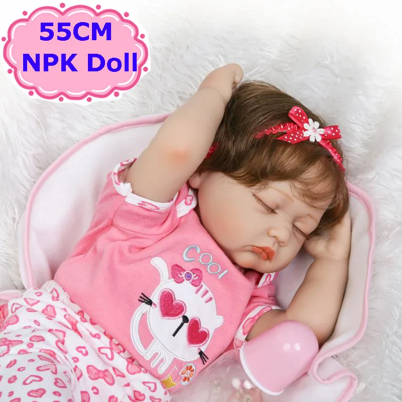 

22"NPK Cute 55CM Soft Body Silicone Bebe Reborn Dolls Real-looking Sleeping Baby Menina Toy Child Kids Play House Toys Brinquedo