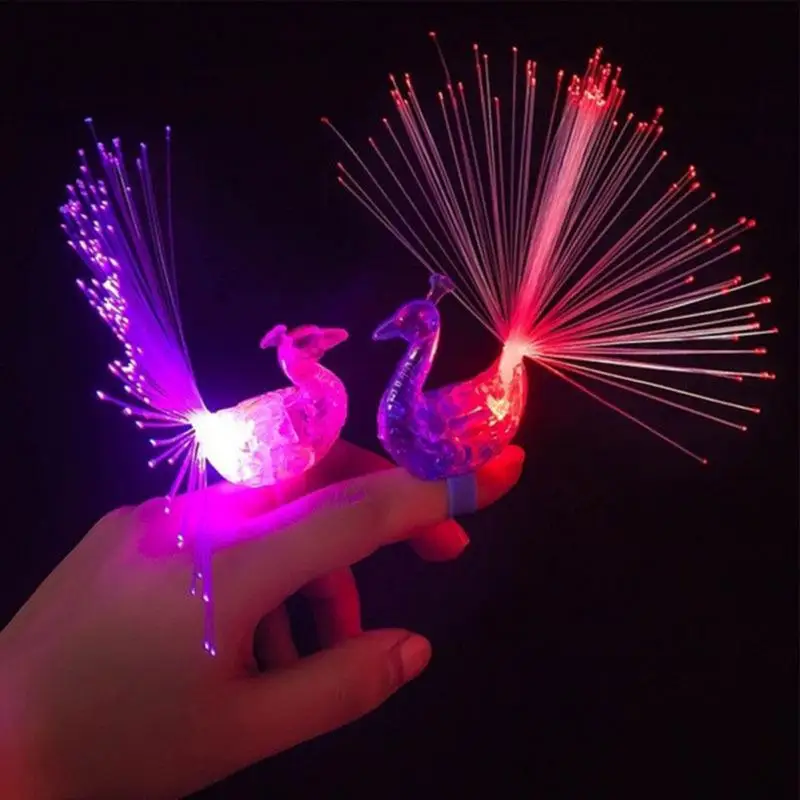 2 шт. Красочные форма павлина свет лампочка на палец светящееся кольцо палец подарок для детей светоизлучающие игрушки